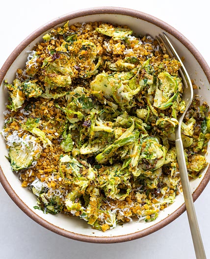 Brussel Sprout Salad with Anchovy Tahini & Za'atar Chickpeas