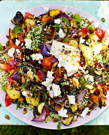 Griddled vegetables & feta with tabbouleh