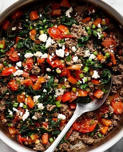 Mediterranean Ground Beef Stir Fry