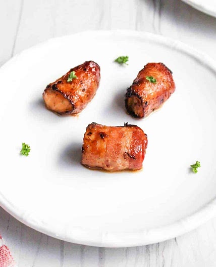 Air Fryer Bacon-Wrapped Salmon Bites