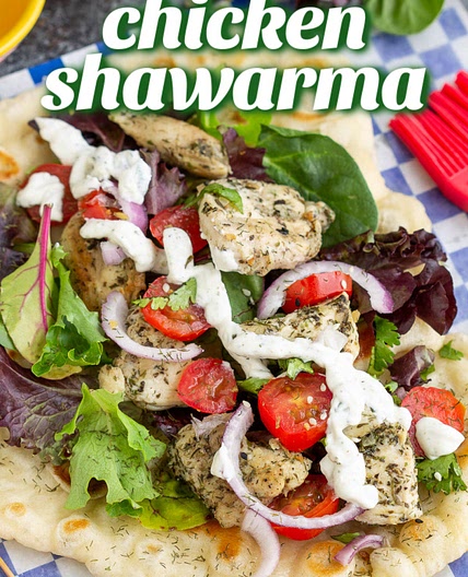 CHICKEN SHAWARMA with YOGURT SAUCE and NAAN
