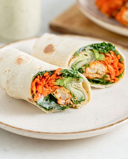 Vegan Buffalo Cauliflower Wraps