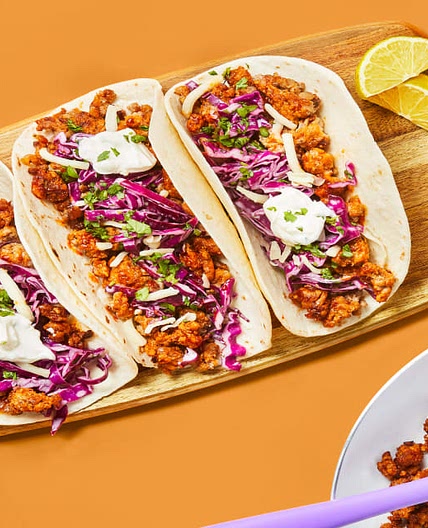 One-Pan Santa Fe Pork Tacos with Monterey Jack & Cilantro Lemon Slaw