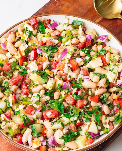 Chopped Halloumi Salad with White Balsamic Vinaigrette