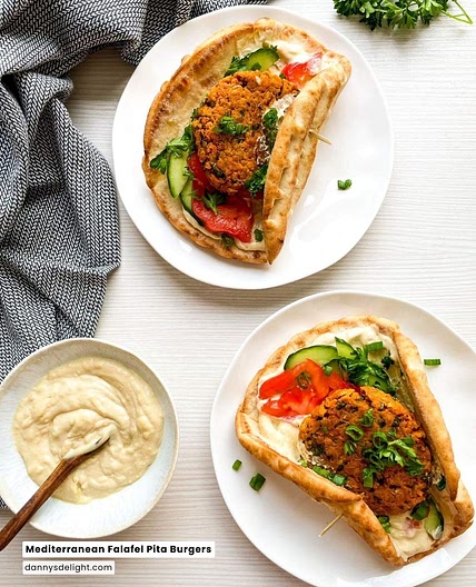 Mediterranean Falafel Pita Burgers