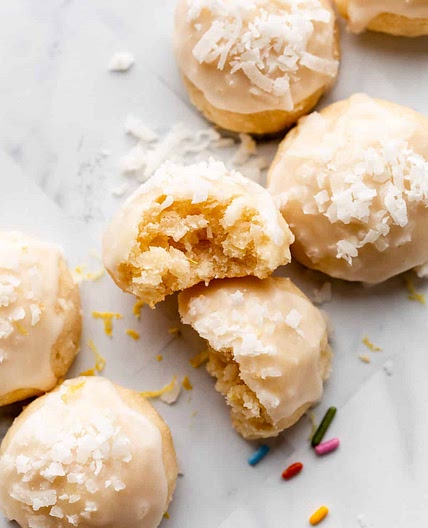 Lemon Coconut Drop Shortbread Cookies
