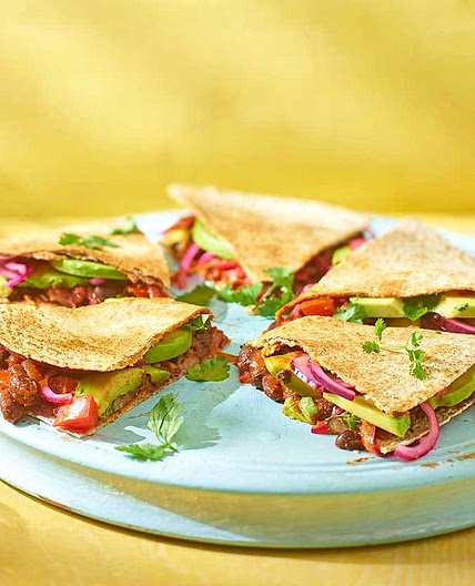 Spicy bean & avocado quesadillas