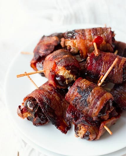 Bacon Wrapped Cheese Stuffed Dates