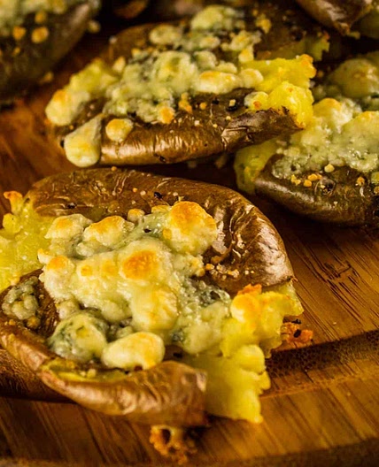 Smashed Red Potatoes with Blue Cheese