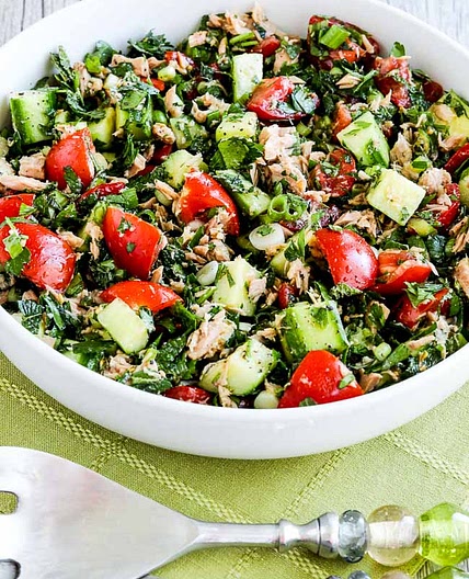 Tuna Salad with Cucumbers, Tomatoes, Parsley, and Mint