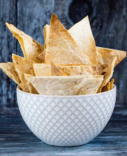 Crispy baked homemade tortilla chips