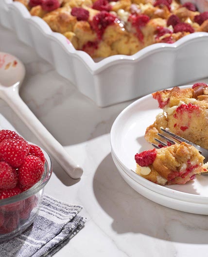 Raspberry White Chocolate Overnight French Toast Bake
