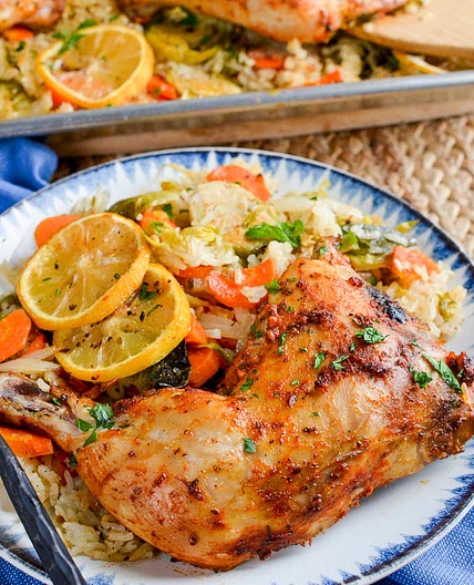 Syn Free Lemon Garlic Chicken Rice Traybake