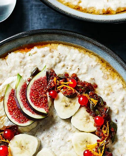 Vanilla porridge with toasted buckwheat and ricotta