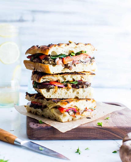 Mushroom and Goat Cheese Veggie Panini Recipe