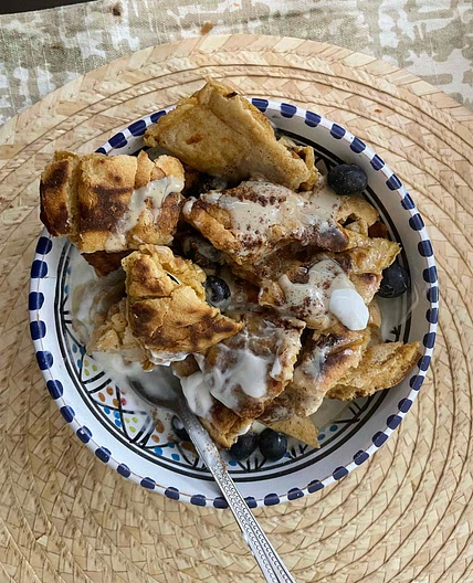 Wholewheat scrambled pancakes