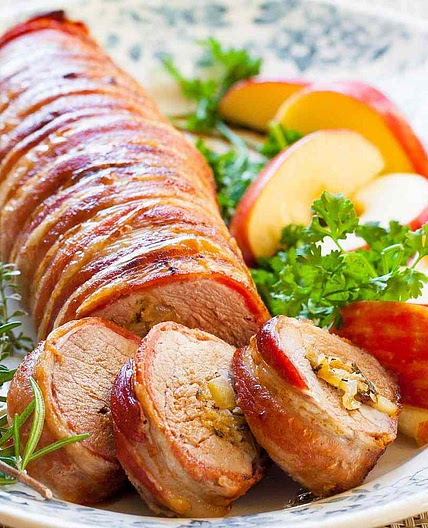 Bacon-Wrapped Stuffed Pork Tenderloin