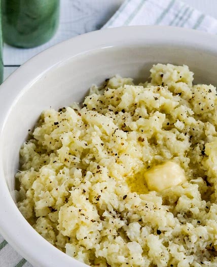 Pureed Cauliflower with Garlic, Parmesan, and Goat Cheese