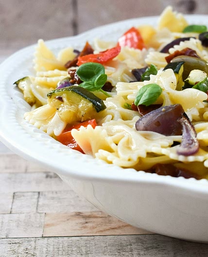 Roasted Vegetable Pasta Salad with Olives