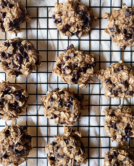 Peanut butter, banana, and chocolate chip oat cookies