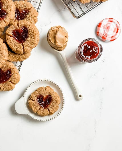 Peanut Butter and Jelly Heart Thumbprints