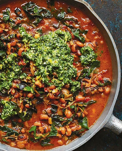 Black-Eyed Peas With Chard and Green Herb Smash