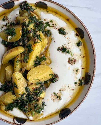 Batata Harra with Whipped Feta Dip (Middle Eastern Spicy Potatoes)