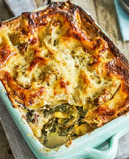Leek & greens lasagne