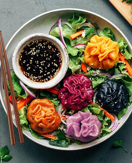 Black Bean Tofu Rainbow Dumplings
