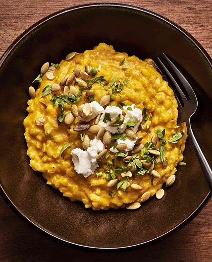 Pumpkin Risotto with Goat Cheese