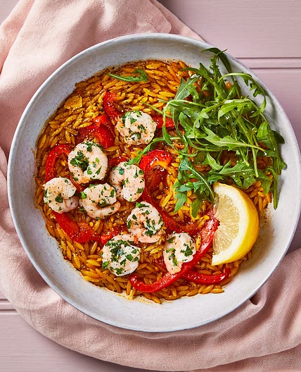 Prawn, Red Pepper & Saffron Orzo