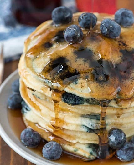 Fluffy Almond Breeze Blueberry Pancakes