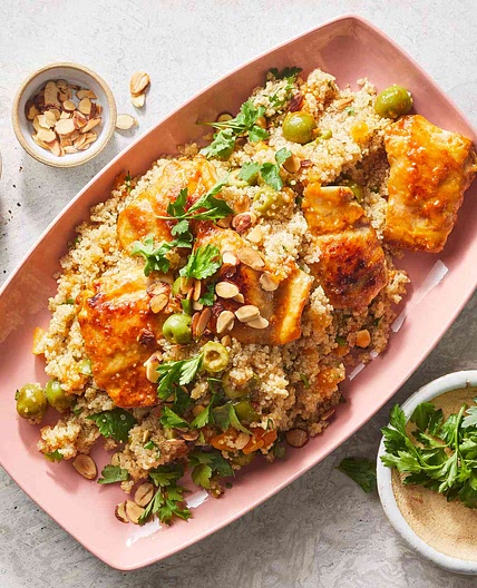 Apricot-Glazed Chicken with Quinoa Pilaf