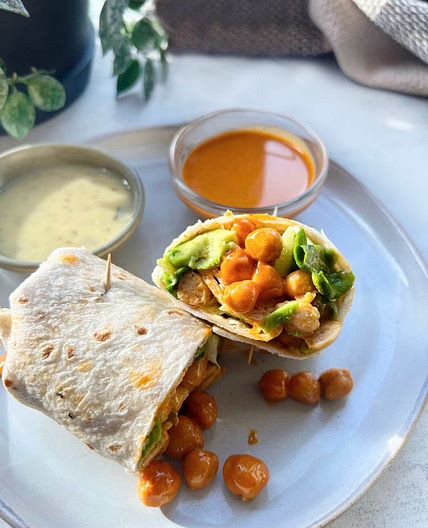 Spicy Buffalo Chickpea Wraps with Avocado