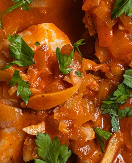 Poached Cod in Spiced Tomato Sauce