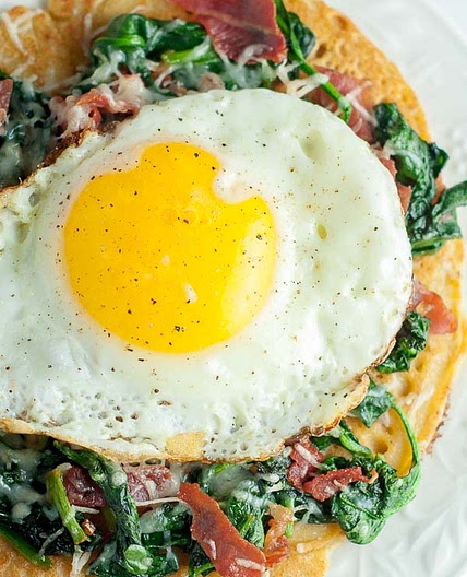 Spinach, Egg Socca Pizza