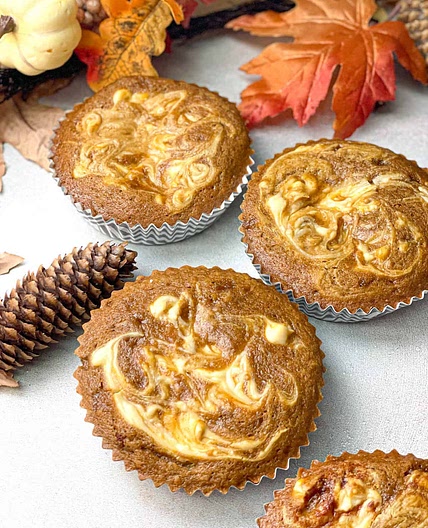 Pumpkin Cream Cheese Swirl Muffins