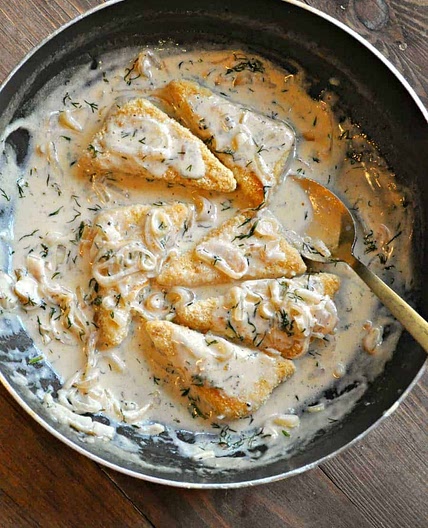 Vegan Crispy Tofu with Lemon Dill Cream Sauce