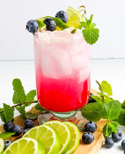 Refreshing Blueberry Mojito with Fresh Mint and Malibu Rum