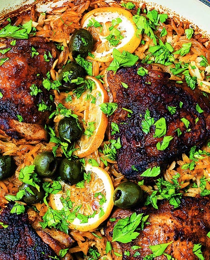 One Pot Paprika Chicken with Orzo and Olives Recipe