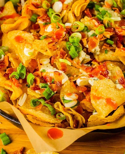 Loaded Chips with Blue Cheese and Bacon