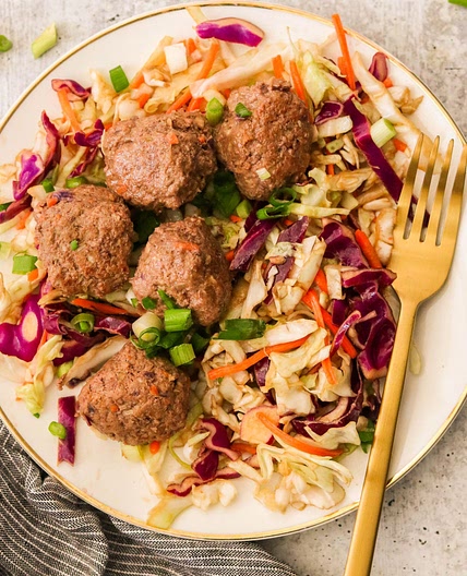 Paleo Egg Roll Meatballs with Slaw (Whole30)
