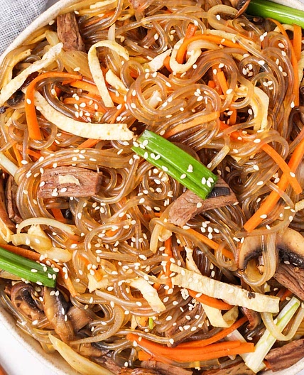 Japchae (Korean Glass Noodle Stir Fry)
