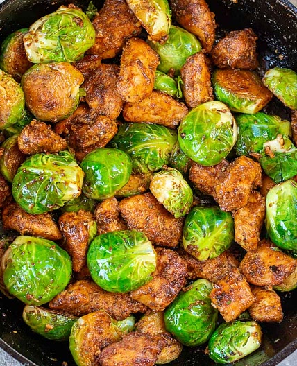 Blackened Chicken and Brussels Sprouts Skillet