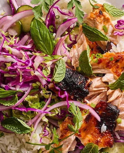 Thai Salmon Bowls with Coconut Rice