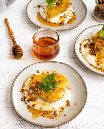 Baked Pears with Vanilla Yogurt