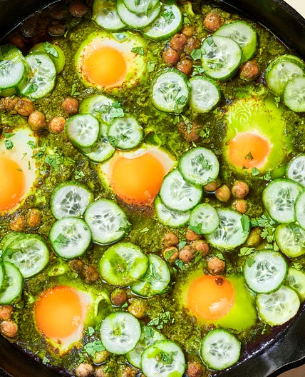 Curried Chickpeas and Baked Eggs