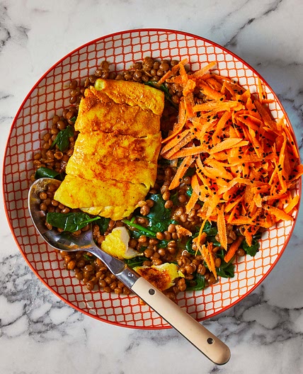 Turmeric Cod With Curried Lentils