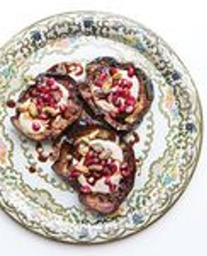 Fried Eggplant with Tahini and Pomegranate Seeds