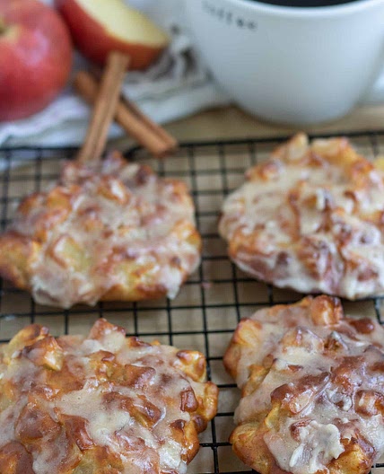 Air Fryer Apple fritters with Brown Butter Glaze